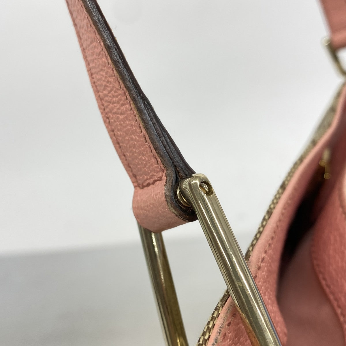 【6ae5142-k】グッチ トートバッグ GGキャンバス 121023 キャンバス ベージュ ピンク シャンパンゴールド金具【中古】レディース