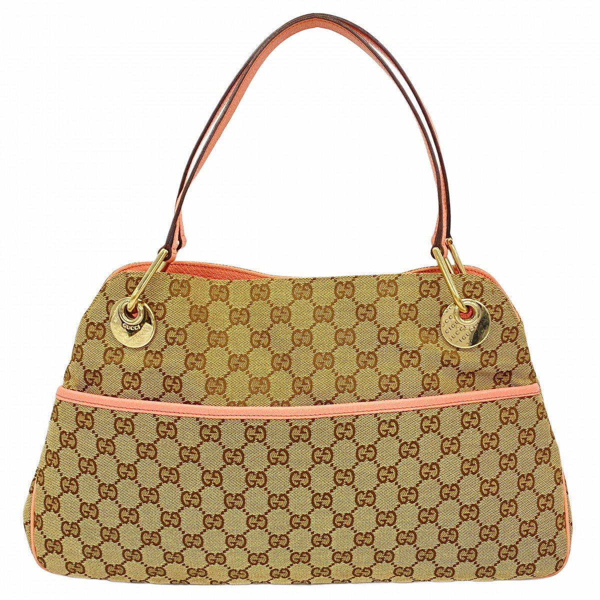 【6ae5142-k】グッチ トートバッグ GGキャンバス 121023 キャンバス ベージュ ピンク シャンパンゴールド金具【中古】レディース