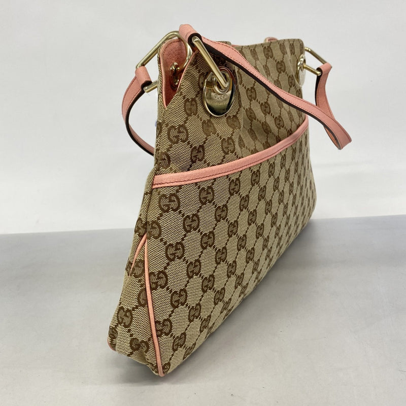 【6ae5142-k】グッチ トートバッグ GGキャンバス 121023 キャンバス ベージュ ピンク シャンパンゴールド金具【中古】レディース