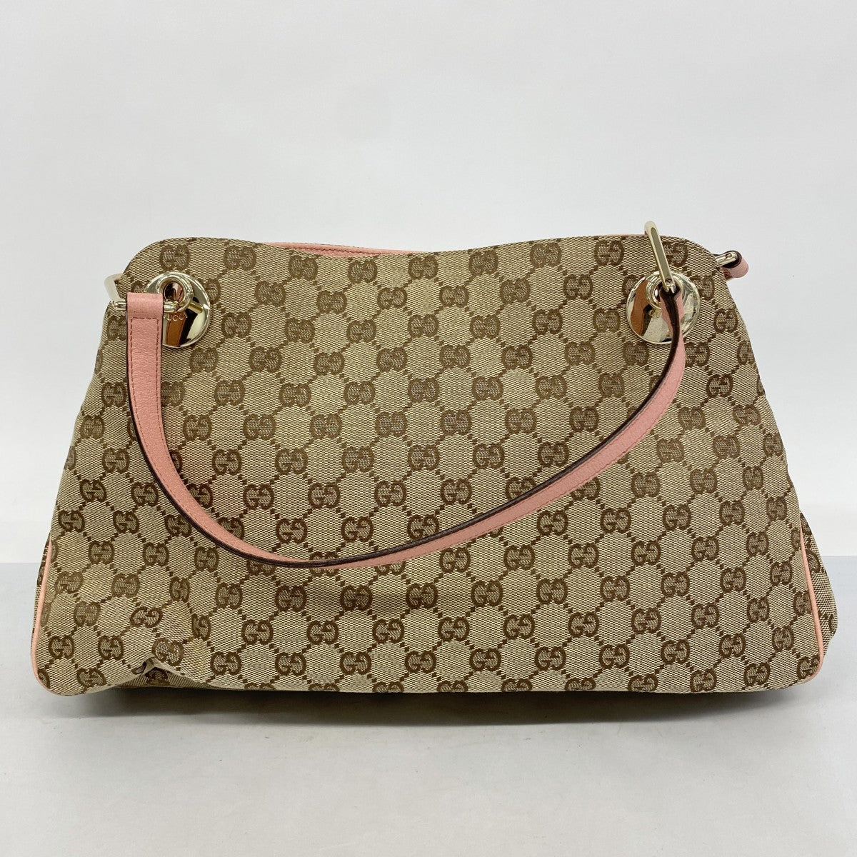 【6ae5142-k】グッチ トートバッグ GGキャンバス 121023 キャンバス ベージュ ピンク シャンパンゴールド金具【中古】レディース