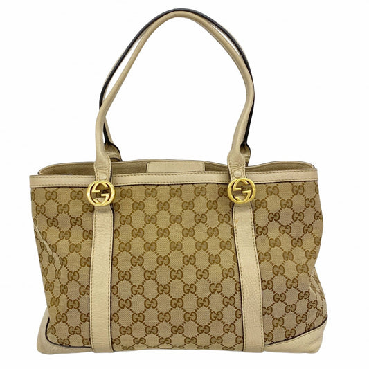 【6ae5143-k】グッチ トートバッグ GGキャンバス 353122 キャンバス ベージュ ゴールド金具【中古】レディース