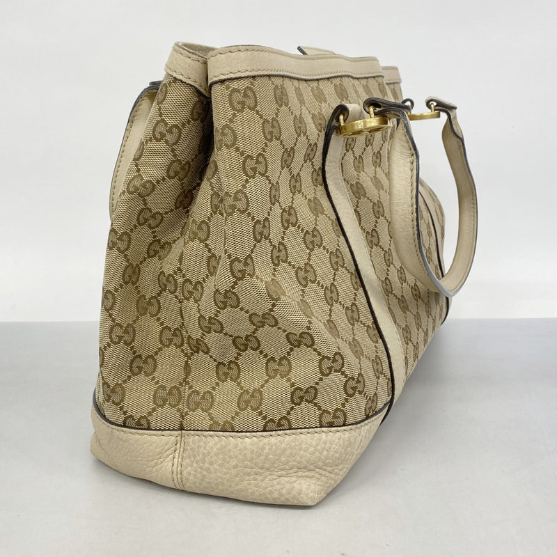 【6ae5143-k】グッチ トートバッグ GGキャンバス 353122 キャンバス ベージュ ゴールド金具【中古】レディース