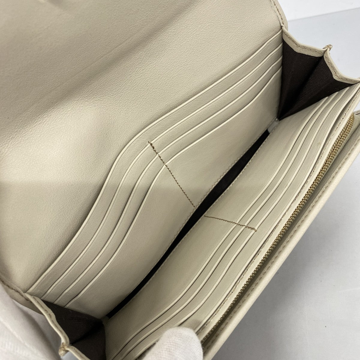 【6ae5144-k】グッチ 長財布 GGキャンバス インターロッキングG 282431 キャンバス ブラウン ベージュ シャンパンゴールド金具【中古】レディース