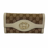 【6ae5144-k】グッチ 長財布 GGキャンバス インターロッキングG 282431 キャンバス ブラウン ベージュ シャンパンゴールド金具【中古】レディース