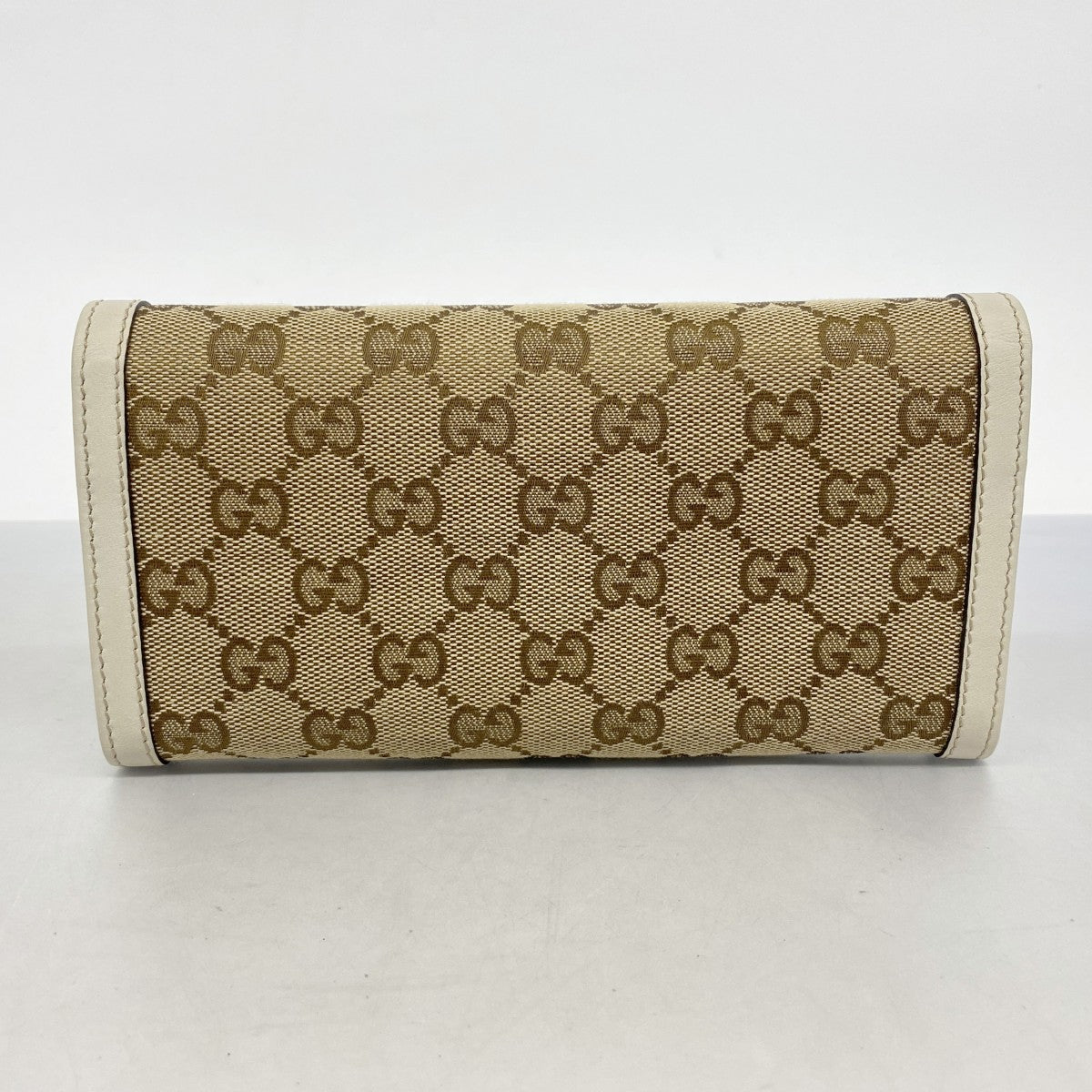 【6ae5144-k】グッチ 長財布 GGキャンバス インターロッキングG 282431 キャンバス ブラウン ベージュ シャンパンゴールド金具【中古】レディース