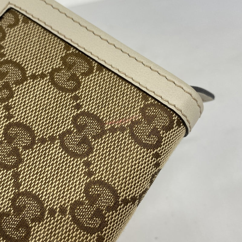 【6ae5144-k】グッチ 長財布 GGキャンバス インターロッキングG 282431 キャンバス ブラウン ベージュ シャンパンゴールド金具【中古】レディース