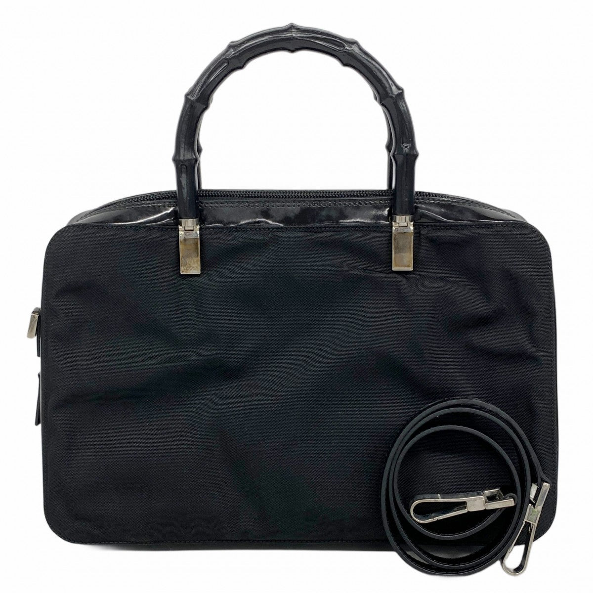 【6ae5145-k】グッチ ハンドバッグ バンブー 000 0828 ナイロン ブラック シルバー金具 2wayバッグ【中古】レディース