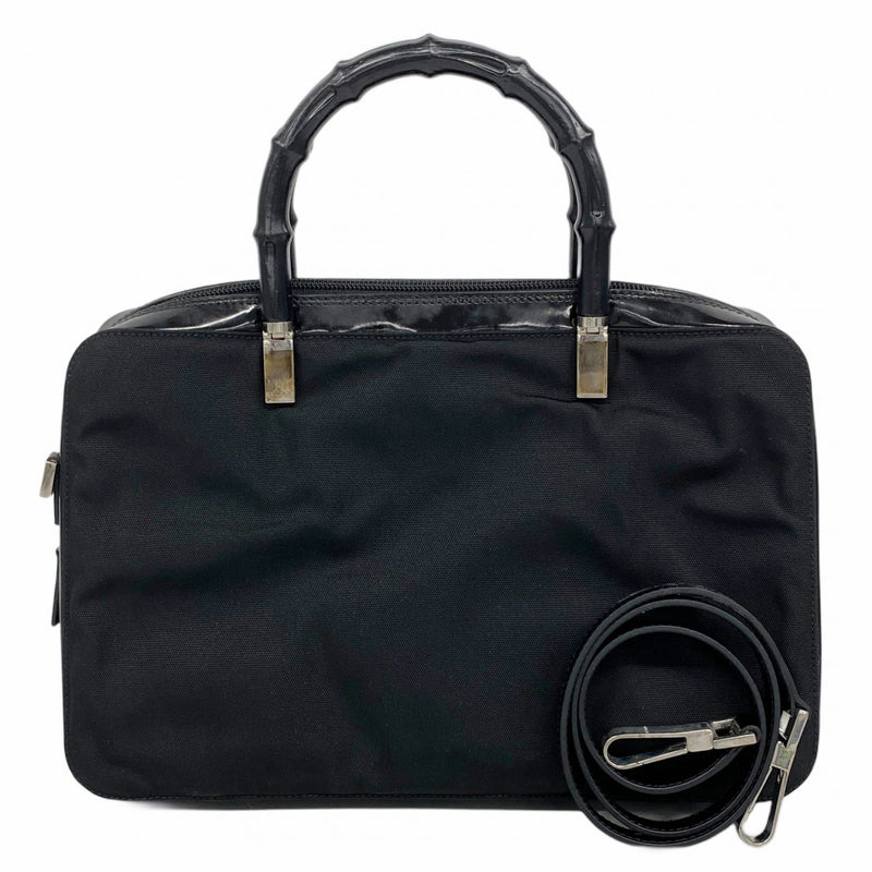 【6ae5145-k】グッチ ハンドバッグ バンブー 000 0828 ナイロン ブラック シルバー金具 2wayバッグ【中古】レディース