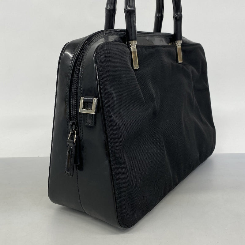 【6ae5145-k】グッチ ハンドバッグ バンブー 000 0828 ナイロン ブラック シルバー金具 2wayバッグ【中古】レディース