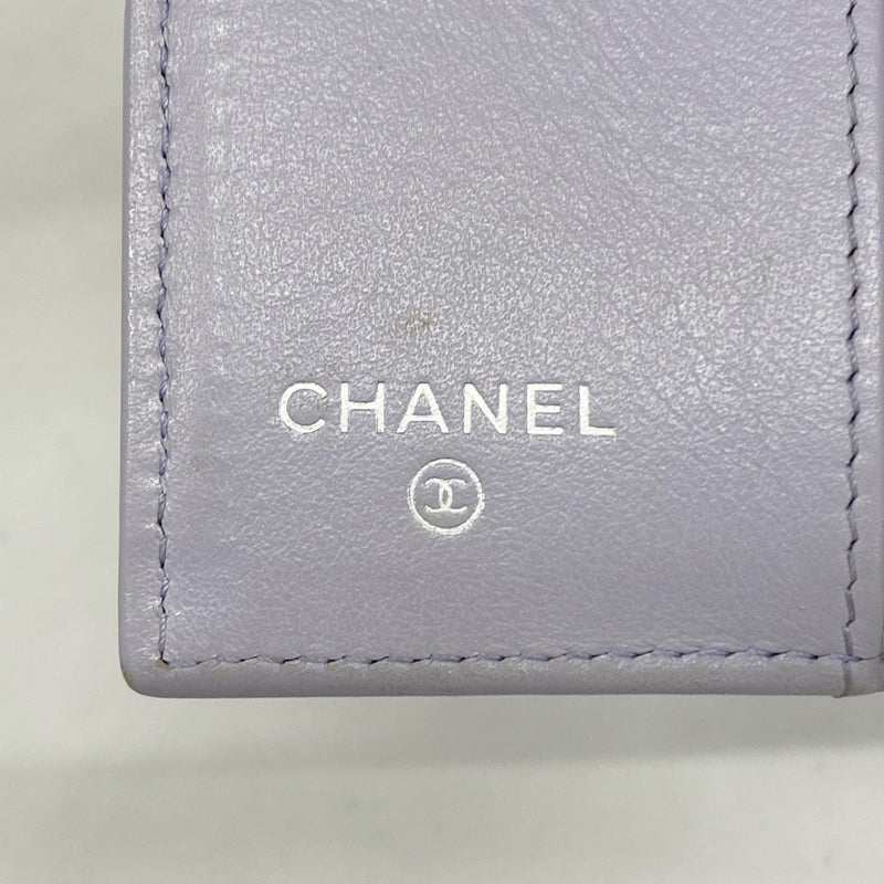 【6ae5146-k】シャネル 三つ折り財布 マトラッセ キャビアスキン パープル シルバー金具【中古】レディース
