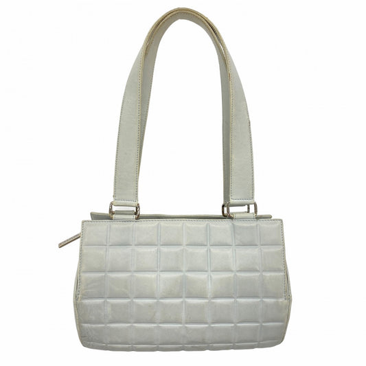 【6ae5147-k】シャネル ハンドバッグ チョコバー ラムスキン ブルー シルバー金具【中古】レディース