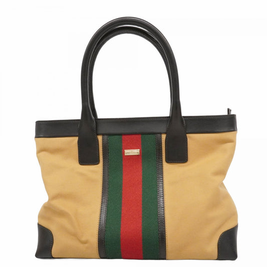 【6ae5150-k】グッチ ハンドバッグ シェリーライン 002 1119 キャンバス ベージュ シャンパンゴールド金具【中古】レディース