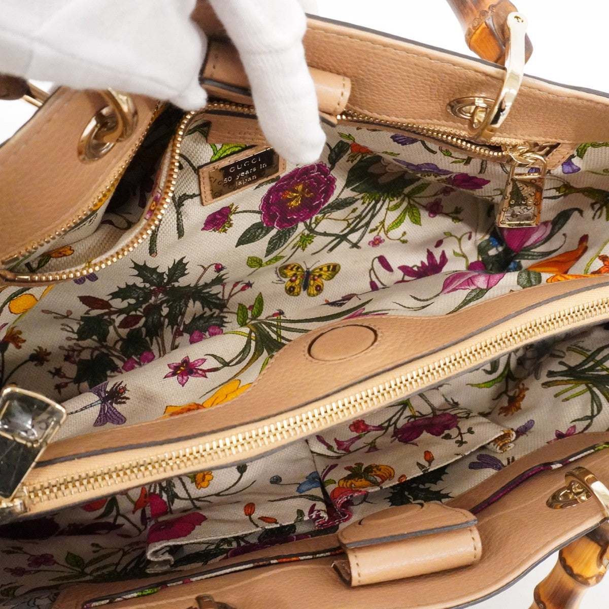 【6ae5151-k】グッチ ハンドバッグ バンブー 323660 レザー ベージュ シャンパンゴールド金具 2wayバッグ【中古】レディース