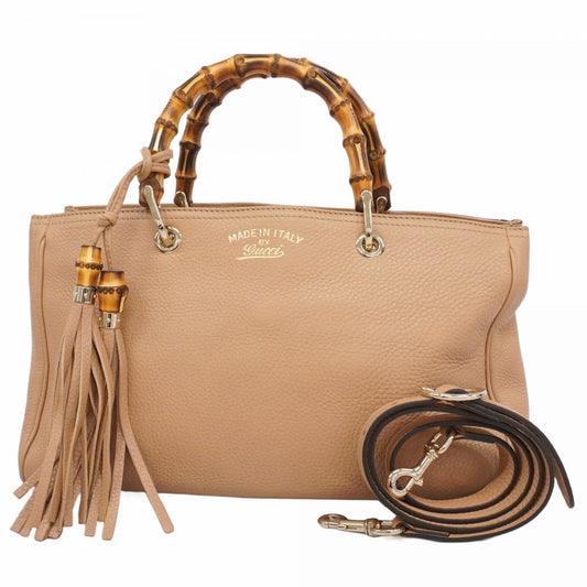 【6ae5151-k】グッチ ハンドバッグ バンブー 323660 レザー ベージュ シャンパンゴールド金具 2wayバッグ【中古】レディース