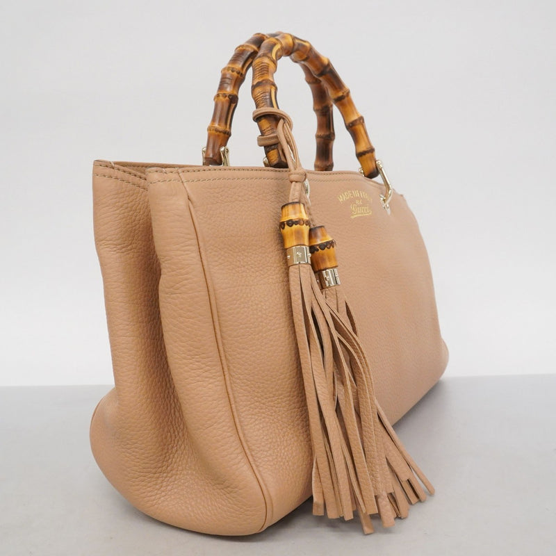 【6ae5151-k】グッチ ハンドバッグ バンブー 323660 レザー ベージュ シャンパンゴールド金具 2wayバッグ【中古】レディース