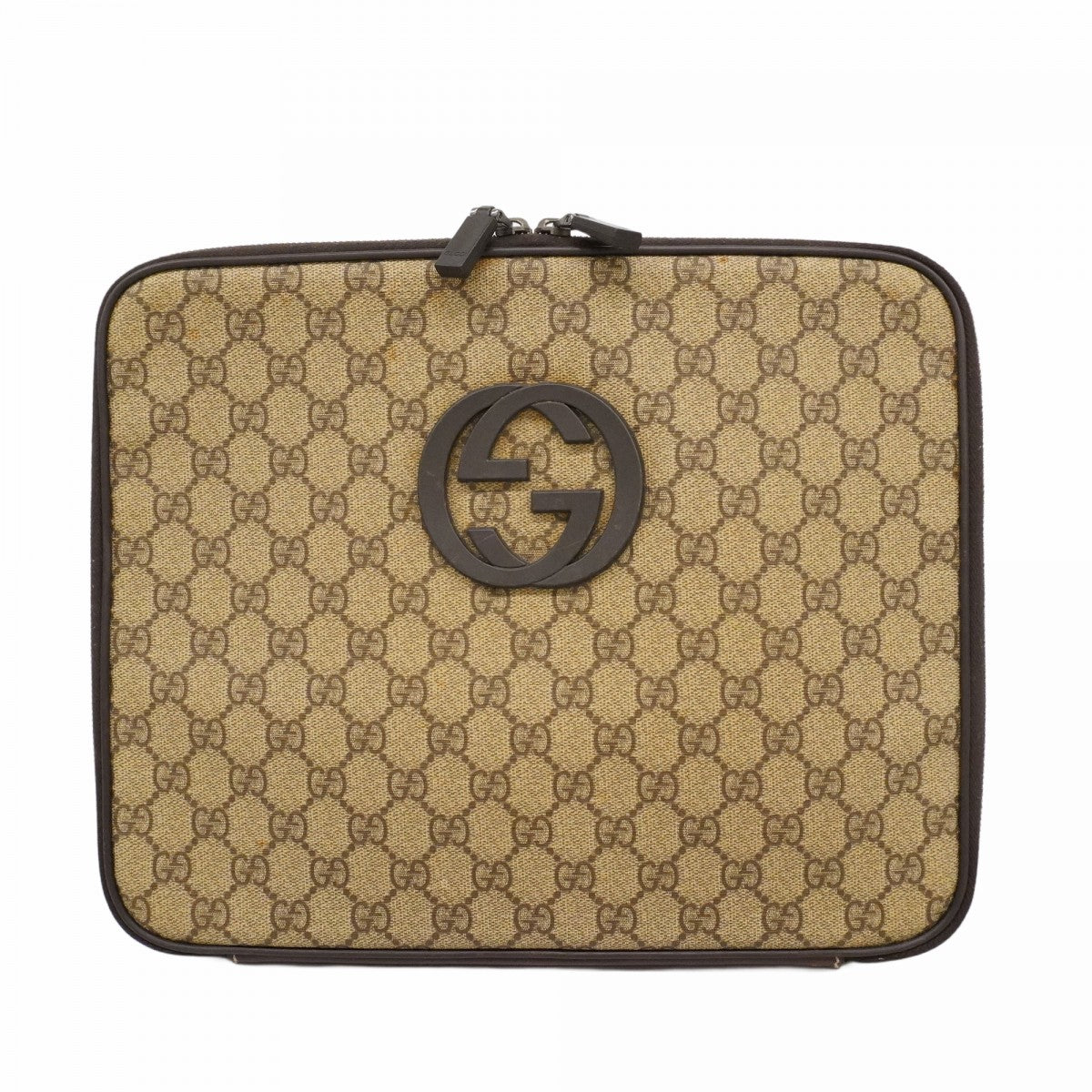 【6ae5152-k】グッチ クラッチバッグ GGスプリーム インターロッキングG 196264 PVC ブラウン シルバー金具【中古】メンズ レディース ユニセックス