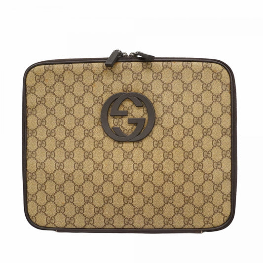 【6ae5152-k】グッチ クラッチバッグ GGスプリーム インターロッキングG 196264 PVC ブラウン シルバー金具【中古】メンズ レディース ユニセックス