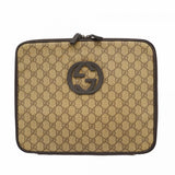 【6ae5152-k】グッチ クラッチバッグ GGスプリーム インターロッキングG 196264 PVC ブラウン シルバー金具【中古】メンズ レディース ユニセックス