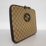 【6ae5152-k】グッチ クラッチバッグ GGスプリーム インターロッキングG 196264 PVC ブラウン シルバー金具【中古】メンズ レディース ユニセックス