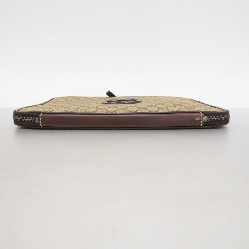 【6ae5152-k】グッチ クラッチバッグ GGスプリーム インターロッキングG 196264 PVC ブラウン シルバー金具【中古】メンズ レディース ユニセックス