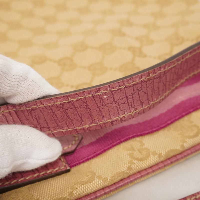 【6ae5153-k】グッチ ショルダーバッグ GGキャンバス 144388 キャンバス ベージュ シャンパンゴールド金具【中古】レディース