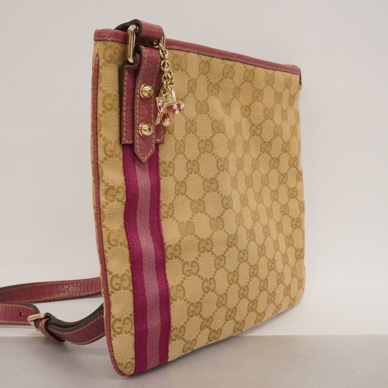 【6ae5153-k】グッチ ショルダーバッグ GGキャンバス 144388 キャンバス ベージュ シャンパンゴールド金具【中古】レディース