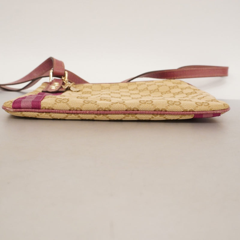 【6ae5153-k】グッチ ショルダーバッグ GGキャンバス 144388 キャンバス ベージュ シャンパンゴールド金具【中古】レディース