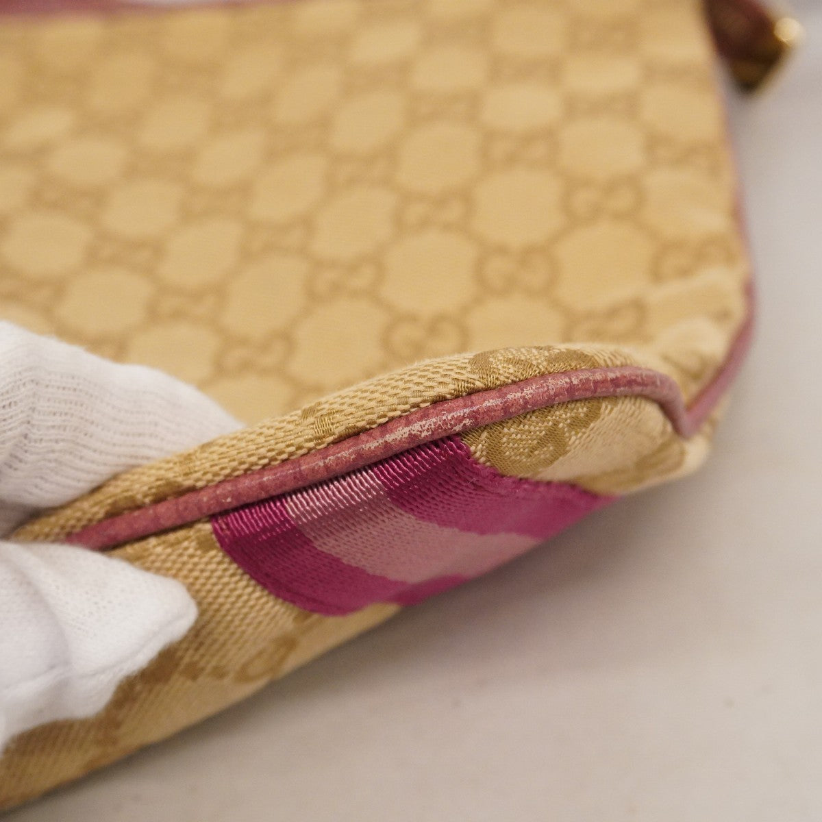 【6ae5153-k】グッチ ショルダーバッグ GGキャンバス 144388 キャンバス ベージュ シャンパンゴールド金具【中古】レディース