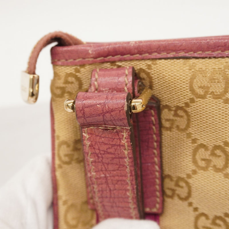 【6ae5153-k】グッチ ショルダーバッグ GGキャンバス 144388 キャンバス ベージュ シャンパンゴールド金具【中古】レディース