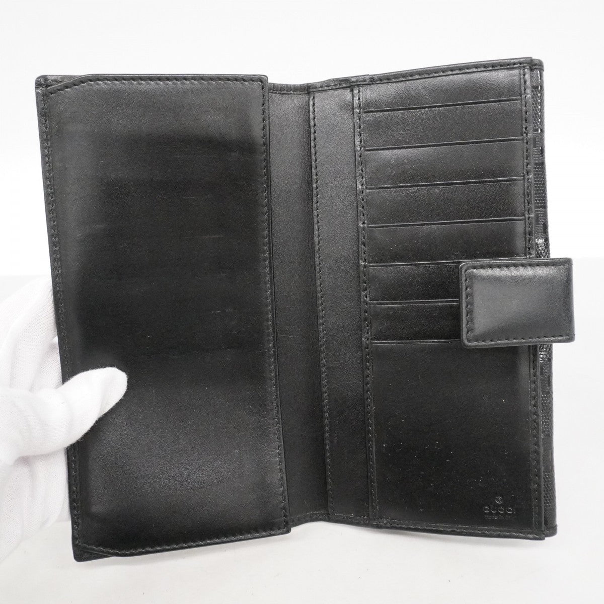 【6ae5154-k】グッチ 長財布 GGインプリメ 212104 PVC ブラック シルバー金具【中古】レディース