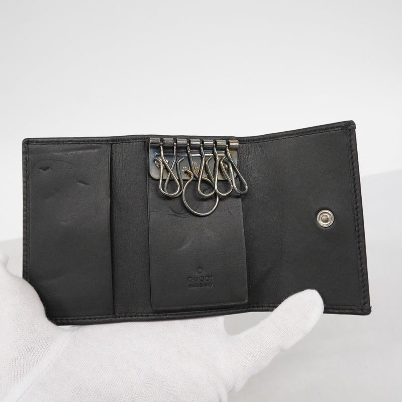 【6ae5155-k】グッチ キーケース 92758 レザー ブラック シルバー金具【中古】メンズ レディース ユニセックス