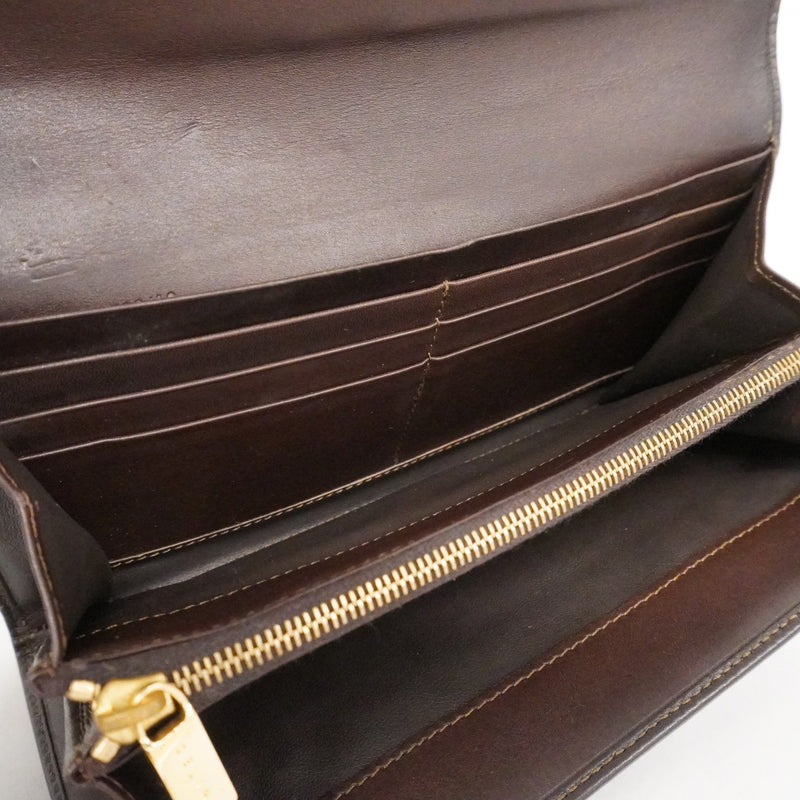 【6ae5156-k】セリーヌ 長財布 マカダム PVC ブラウン ゴールド金具【中古】レディース