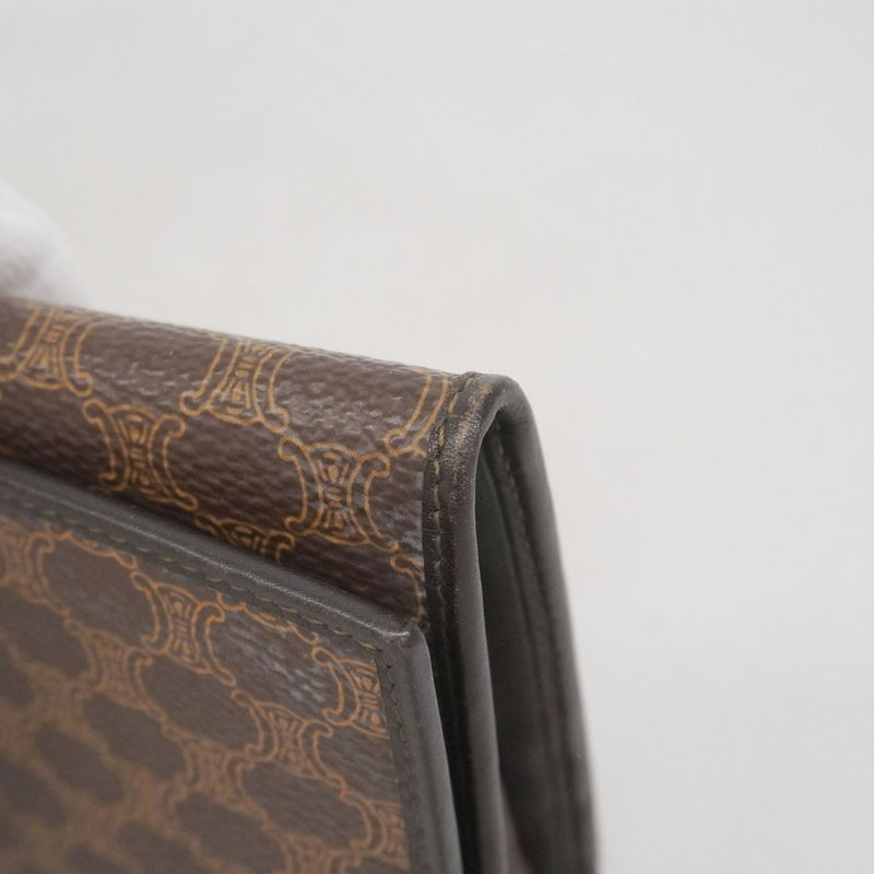 【6ae5156-k】セリーヌ 長財布 マカダム PVC ブラウン ゴールド金具【中古】レディース