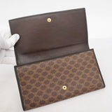 【6ae5156-k】セリーヌ 長財布 マカダム PVC ブラウン ゴールド金具【中古】レディース