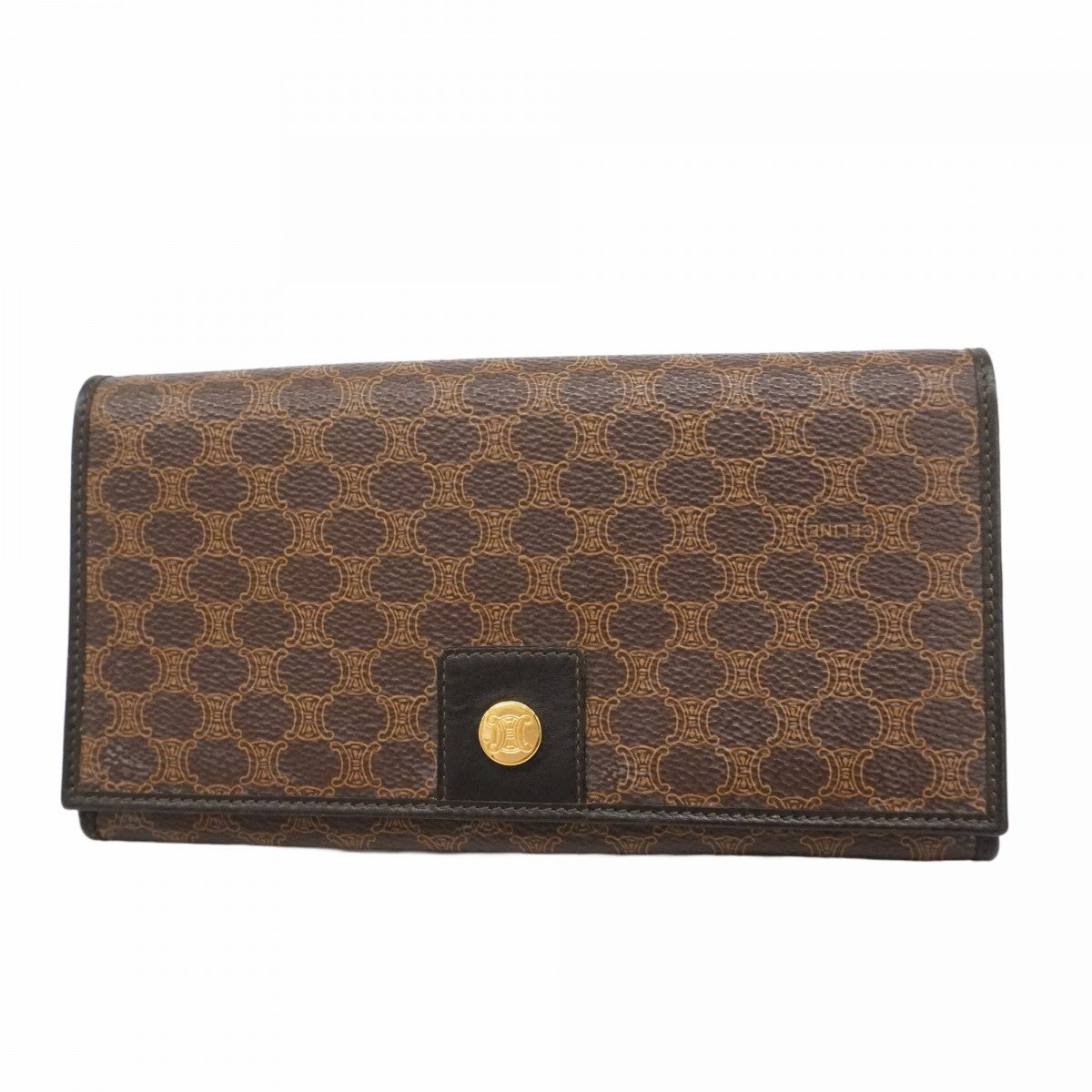 【6ae5156-k】セリーヌ 長財布 マカダム PVC ブラウン ゴールド金具【中古】レディース