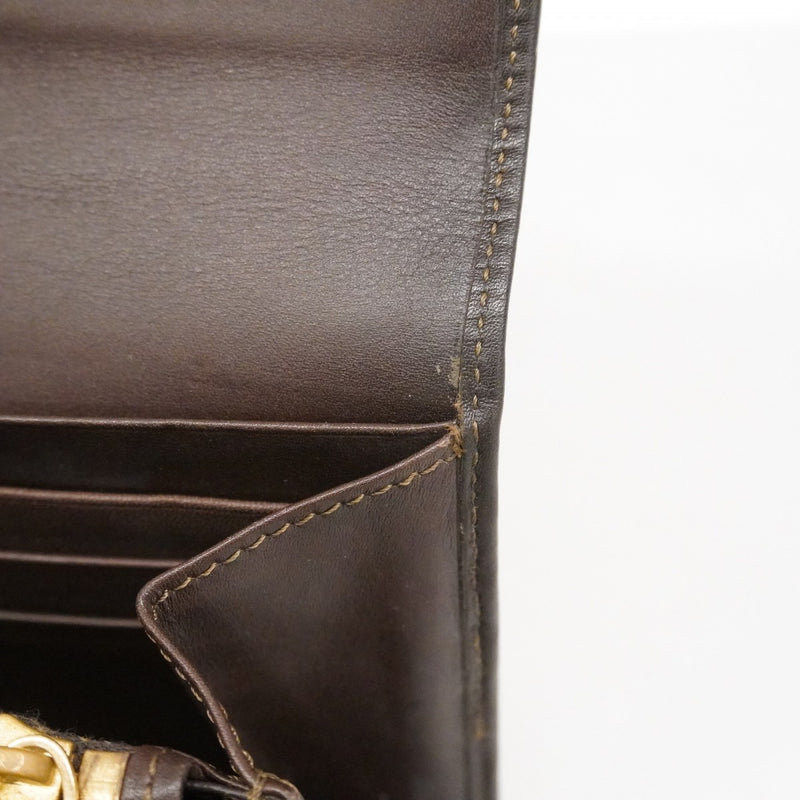 【6ae5156-k】セリーヌ 長財布 マカダム PVC ブラウン ゴールド金具【中古】レディース