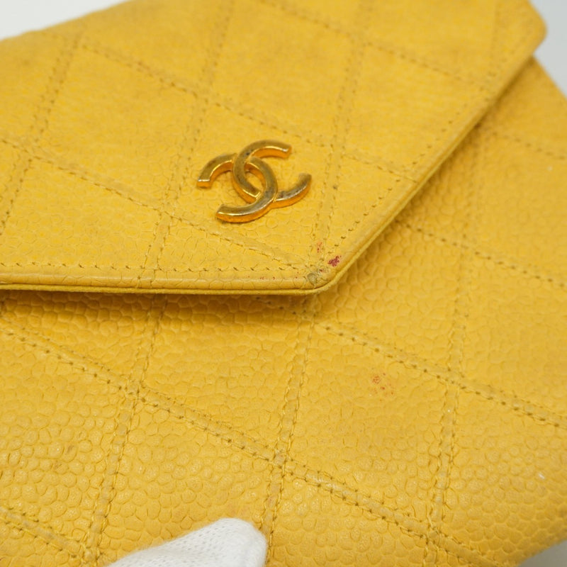【6ae5157-k】シャネル 財布 ビコローレ キャビアスキン イエロー ゴールド金具【中古】レディース