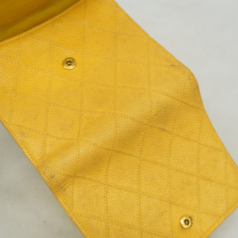 【6ae5157-k】シャネル 財布 ビコローレ キャビアスキン イエロー ゴールド金具【中古】レディース