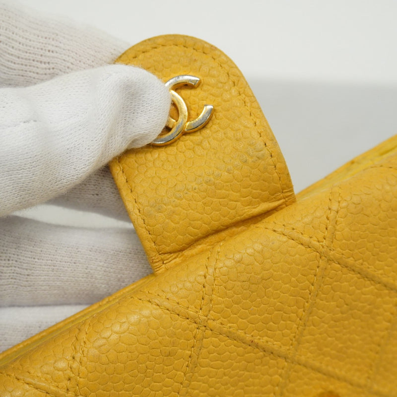 【6ae5157-k】シャネル 財布 ビコローレ キャビアスキン イエロー ゴールド金具【中古】レディース