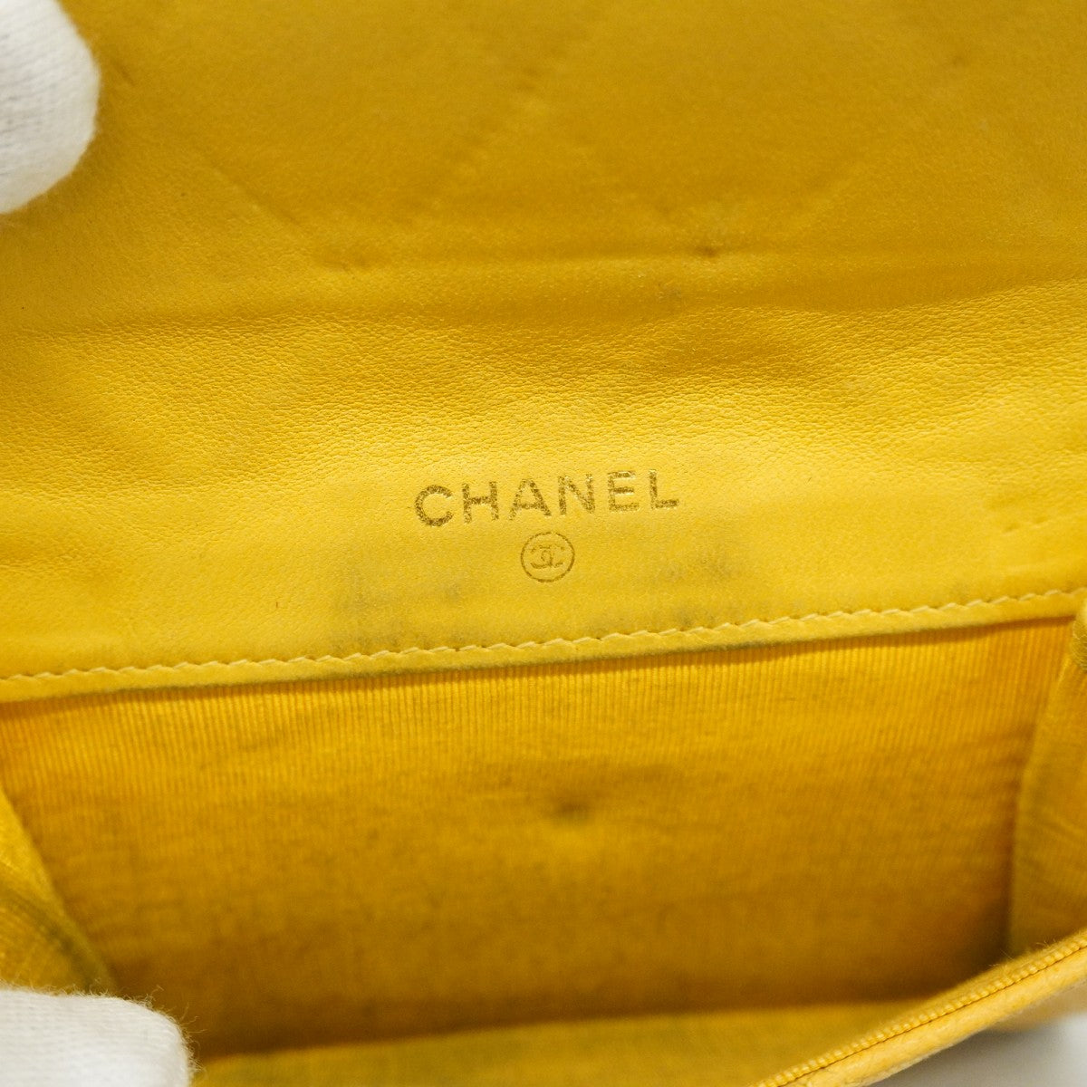 【6ae5157-k】シャネル 財布 ビコローレ キャビアスキン イエロー ゴールド金具【中古】レディース