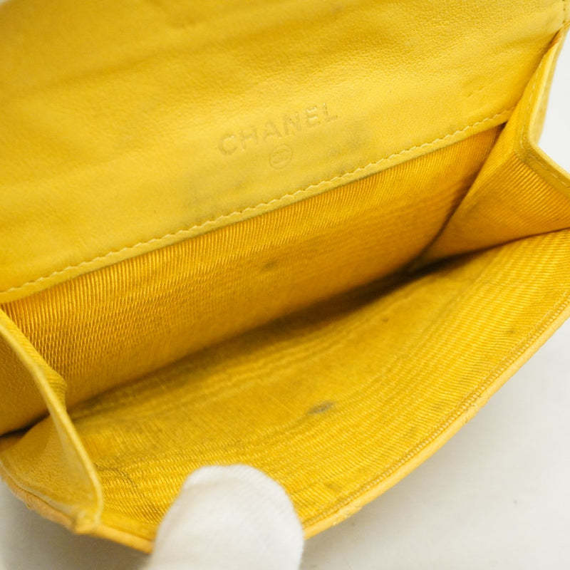 【6ae5157-k】シャネル 財布 ビコローレ キャビアスキン イエロー ゴールド金具【中古】レディース