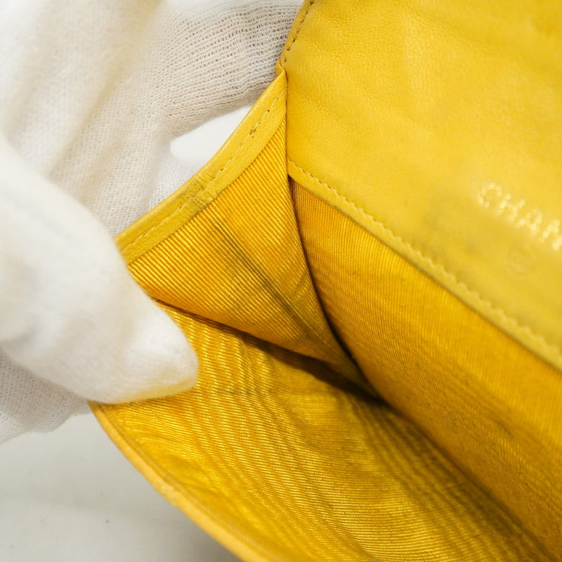 【6ae5157-k】シャネル 財布 ビコローレ キャビアスキン イエロー ゴールド金具【中古】レディース