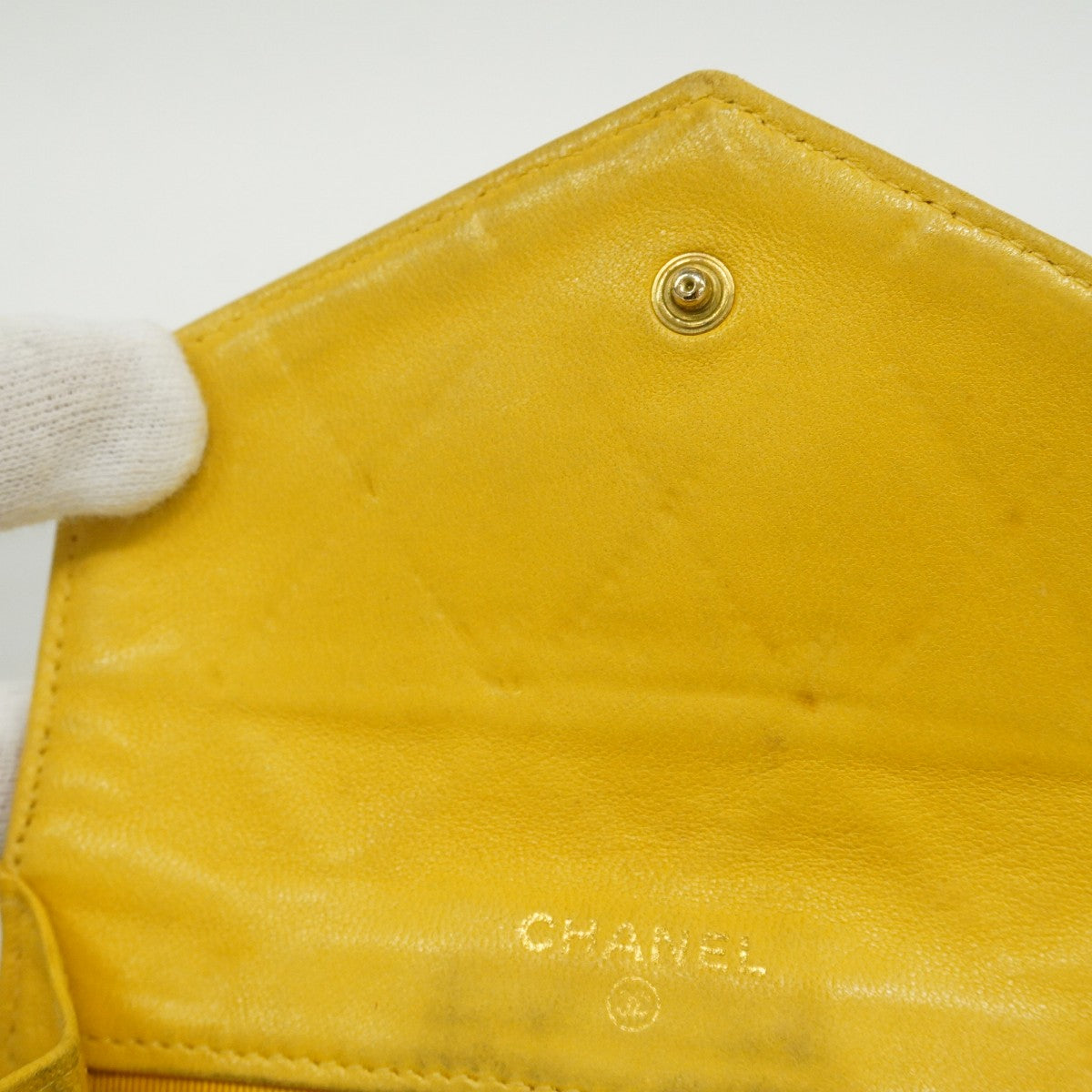 【6ae5157-k】シャネル 財布 ビコローレ キャビアスキン イエロー ゴールド金具【中古】レディース