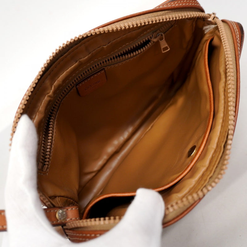 【6ae5177-k】セリーヌ クラッチバッグ マカダム PVC ブラウン ゴールド金具【中古】メンズ