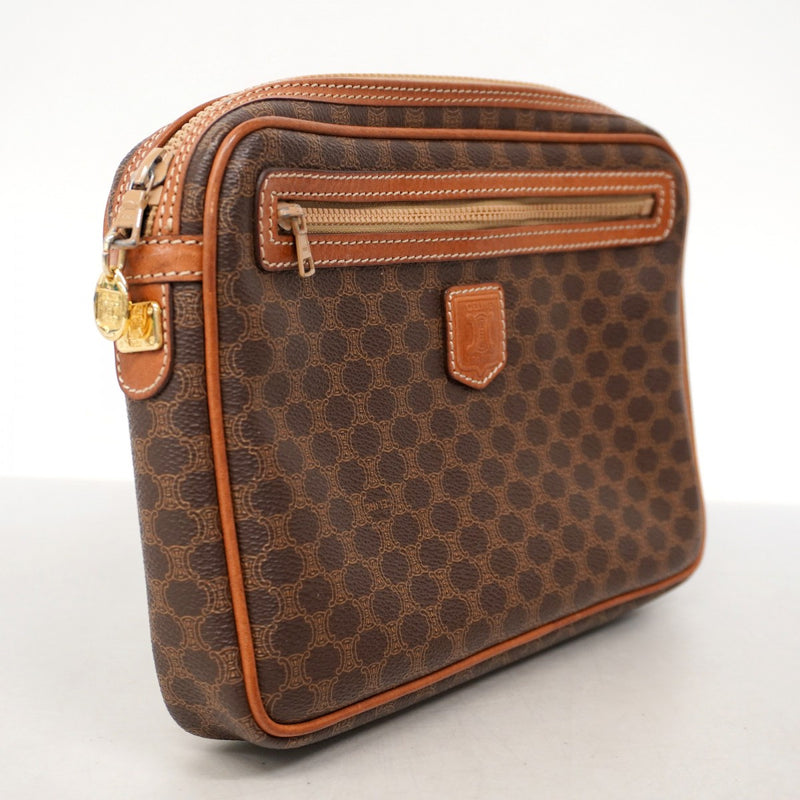 【6ae5177-k】セリーヌ クラッチバッグ マカダム PVC ブラウン ゴールド金具【中古】メンズ