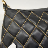 【6ae5179-k】シャネル ショルダーバッグ ワイルドステッチ ラムスキン ブラック ゴールド金具【中古】レディース