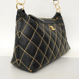 【6ae5179-k】シャネル ショルダーバッグ ワイルドステッチ ラムスキン ブラック ゴールド金具【中古】レディース