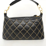 【6ae5179-k】シャネル ショルダーバッグ ワイルドステッチ ラムスキン ブラック ゴールド金具【中古】レディース