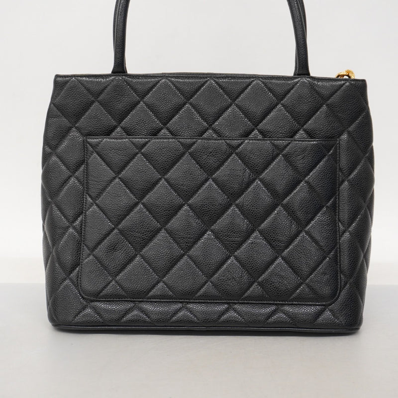 【6ae5180-k】シャネル トートバッグ 復刻トート キャビアスキン ブラック ゴールド金具【中古】レディース