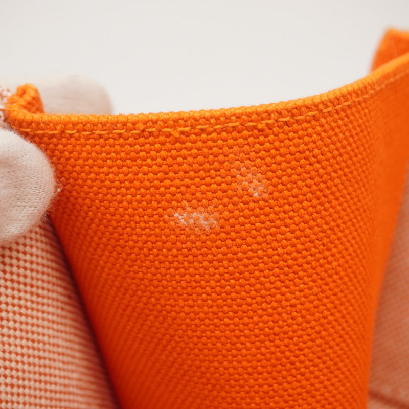 【6ae5200】エルメス トートバッグ エトリヴィエール キャンバス オレンジ シルバー金具 □R刻印【中古】レディース